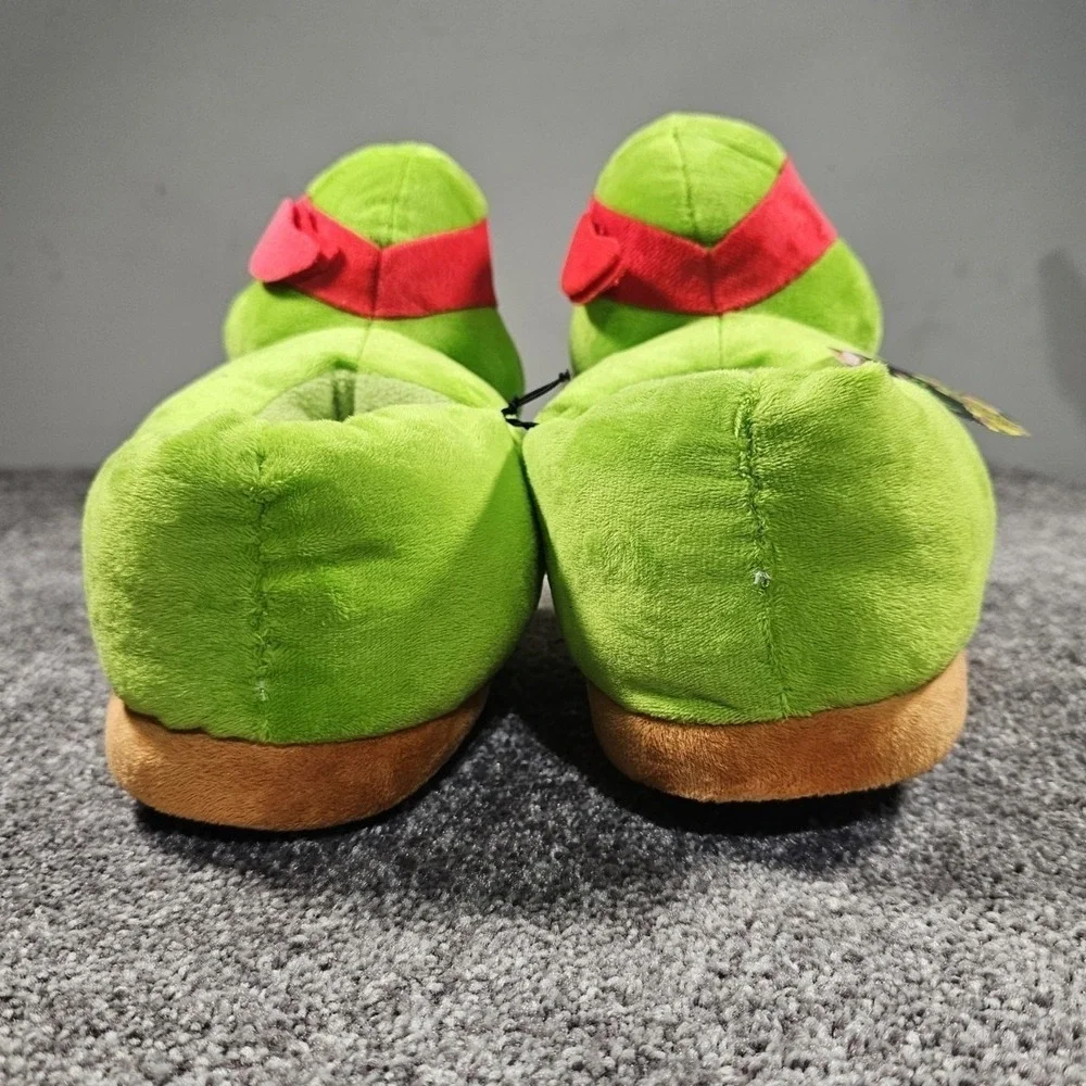 Nickelodeon 3D TMNT Raphael Slippers Unisex Kids Size 4 Green Red Plush